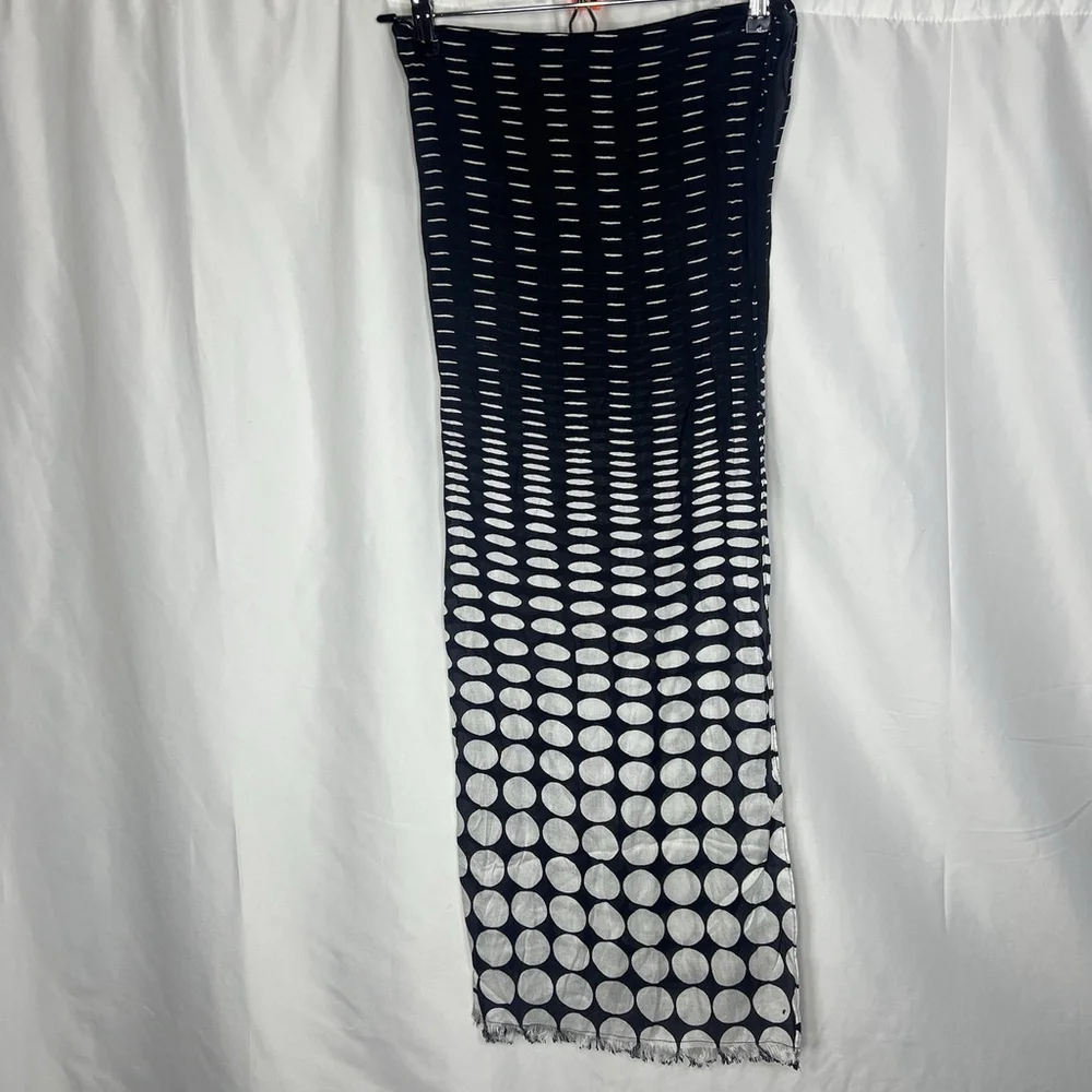Talbots Women’s Black & White Scarf Wrap Polka Dots Classic Boho Lightweight